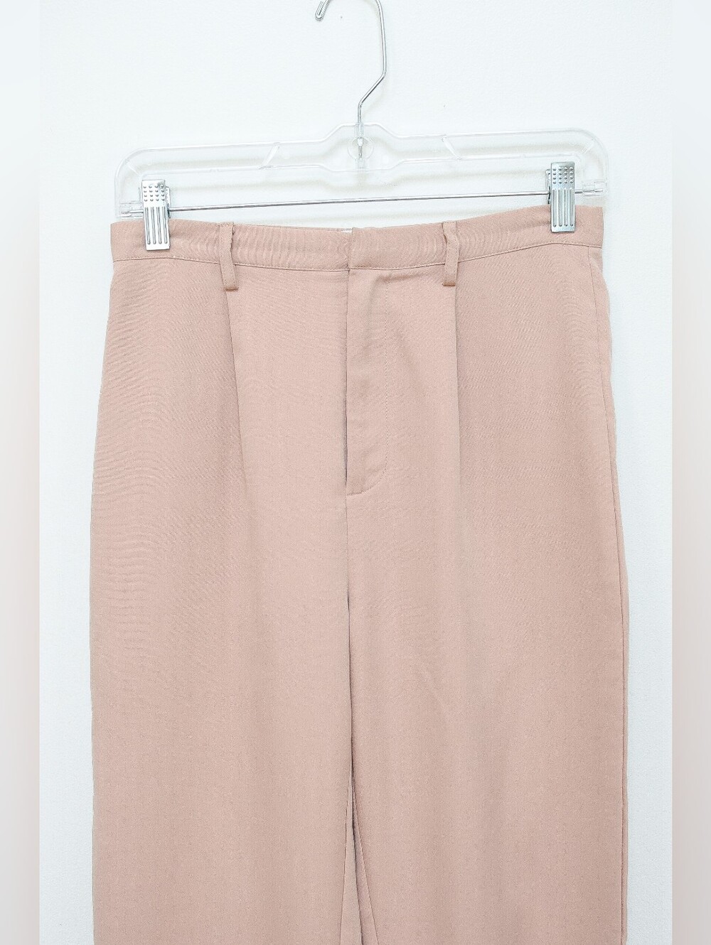 Showpo High Waisted Tapered Pleat Front Pants Trousers Pink Tan Slacks Size 8 - Picture 3 of 8